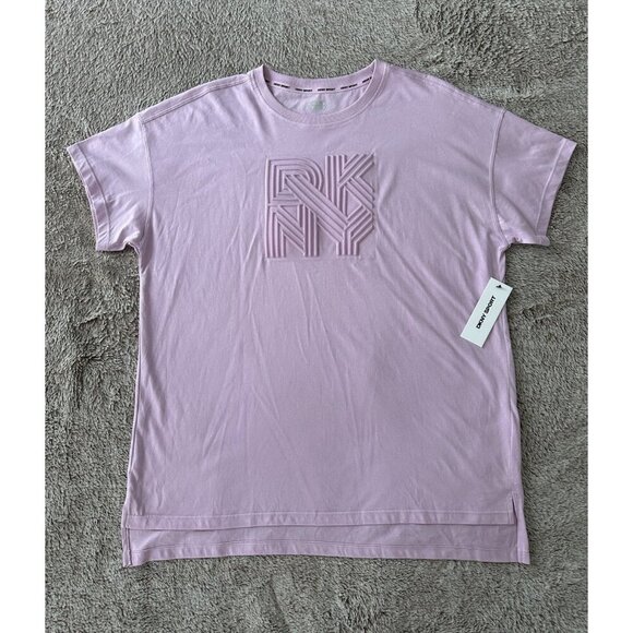 DKNY Sport Women's Cotton Embossed Logo High-Low T-Shirt Purple M New - Picture 4 of 13
